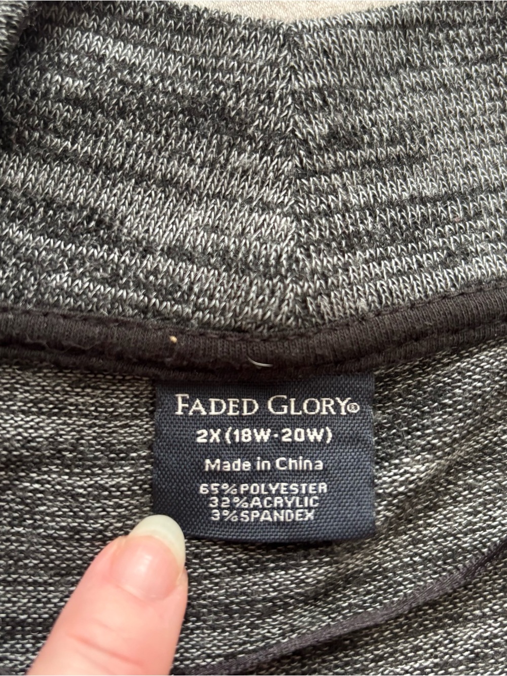 Faded Glory Open Front Marled Knit Cardigan Gray 2X Plus Size Soft Layer - Picture 3 of 5